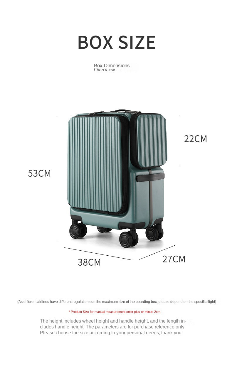 Travel Suitcase - Front Opening Laptop Boarding Case with USB Charging