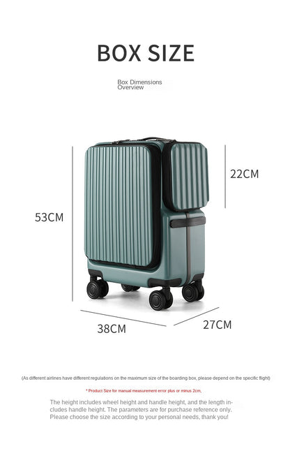 Travel Suitcase - Front Opening Laptop Boarding Case with USB Charging