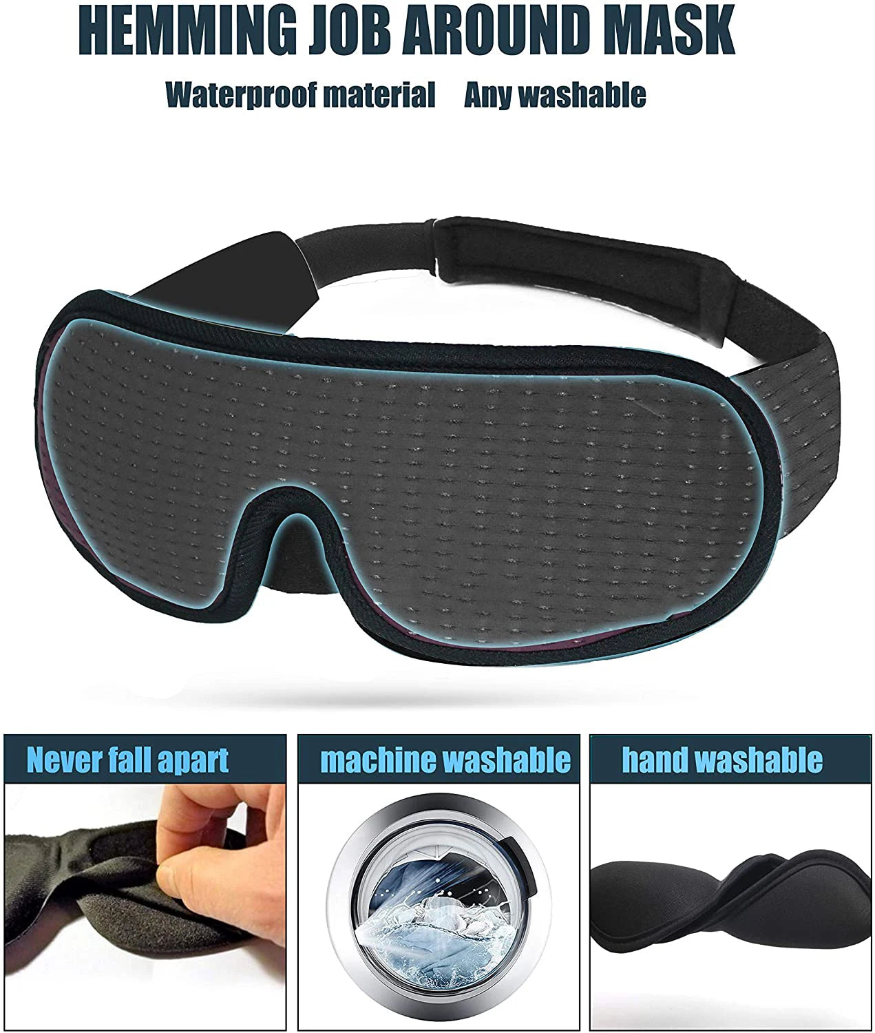 D Mask for Sleep - Eye Mask Lights Blockout Soft Padded Sleeping Fabric Cover Shade Blindfold