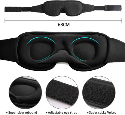 D Mask for Sleep - Eye Mask Lights Blockout Soft Padded Sleeping Fabric Cover Shade Blindfold