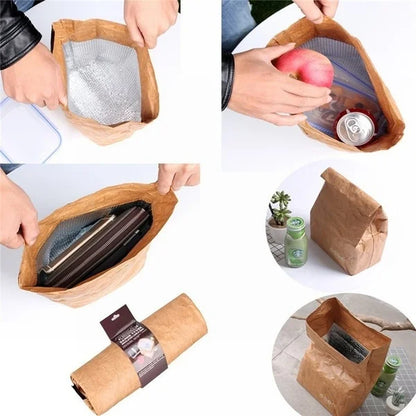 Paper Lunch Bag Reusable Insulated Thermal Cooler Sack