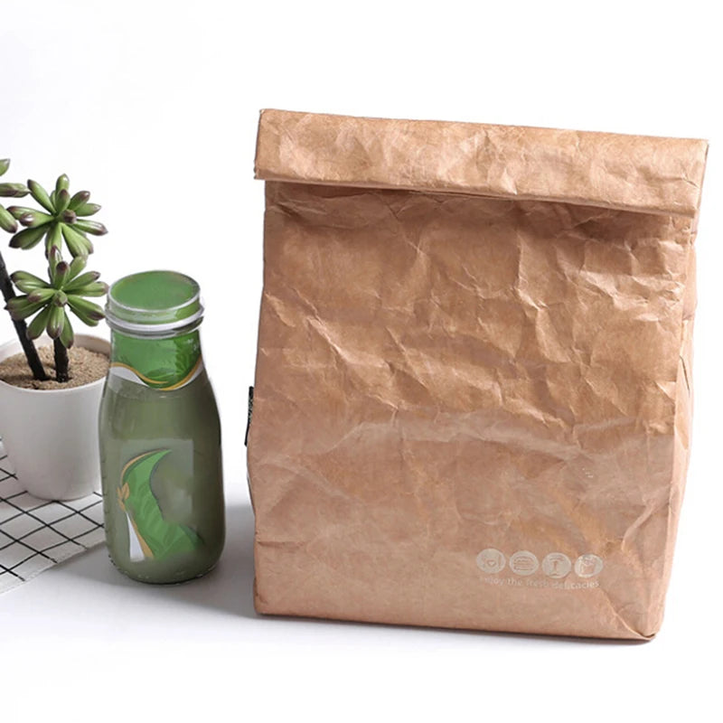 Paper Lunch Bag Reusable Insulated Thermal Cooler Sack