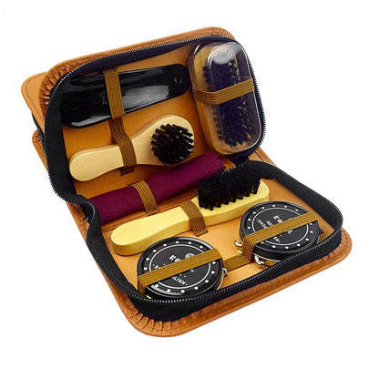 1Set Pro Shoes Care Kit Portable For Boots Sneakers Cleaning Set Brush Shine Polishing Tool For Leather Shoes