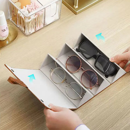 3/5Grid Sunglasses Organizer Portable Glasses Case Multiple Pairs Eyeglasses Storage Box Hanging Eyewear Holder for Home Travel