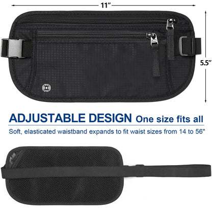 Travel Money Belt - Slim Passport Holder RFID Blocking Pouch