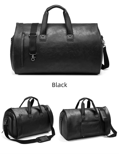 Multifunction Men’s Suit Storage Leather Travel Bag – Large Capacity Luggage Handbag