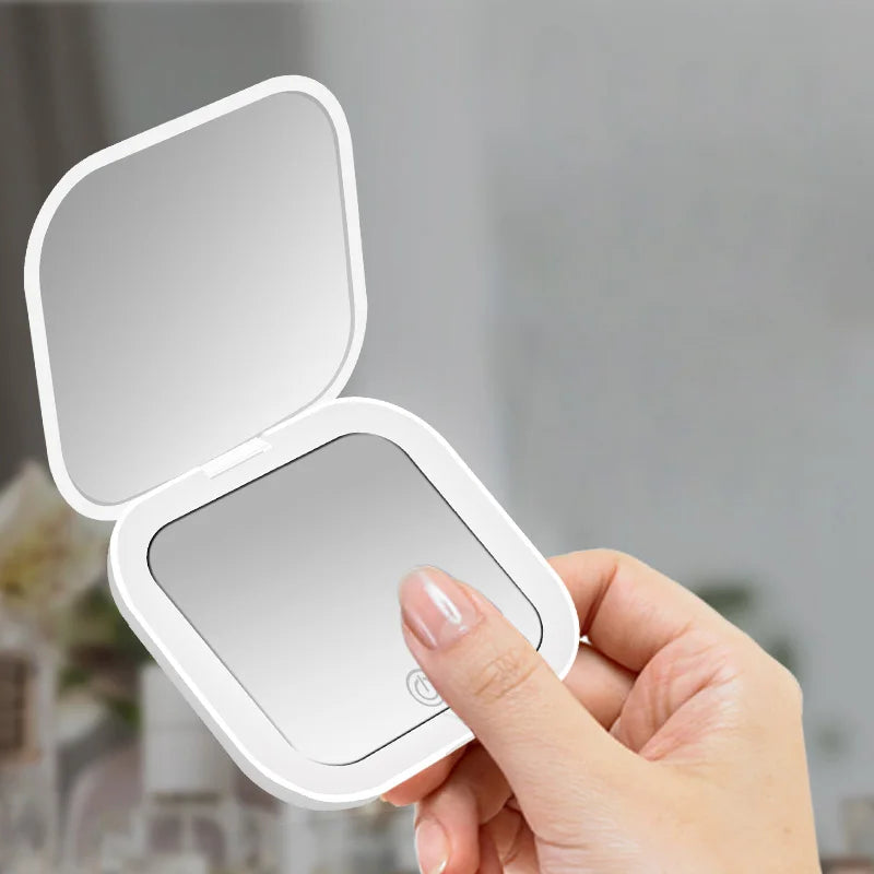 Compact Small Mini Makeup Mirror with LED Lights