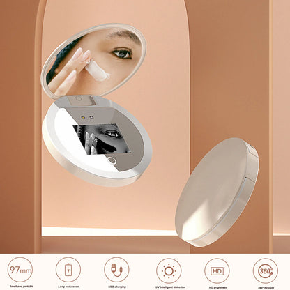 UV Mirror Sunscreen Testing Camera with Light – 2X Magnification Travel Makeup Mirror