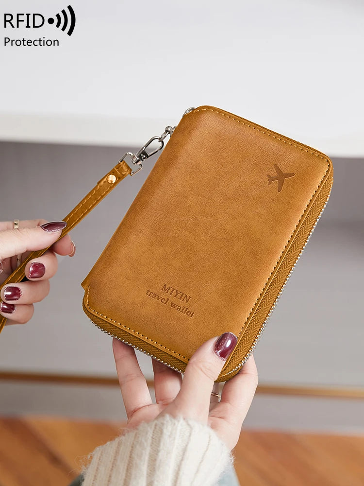 Minimalist and Fashionable RFID Passport Holder - Multifunctional PU Leather Travel Accessory