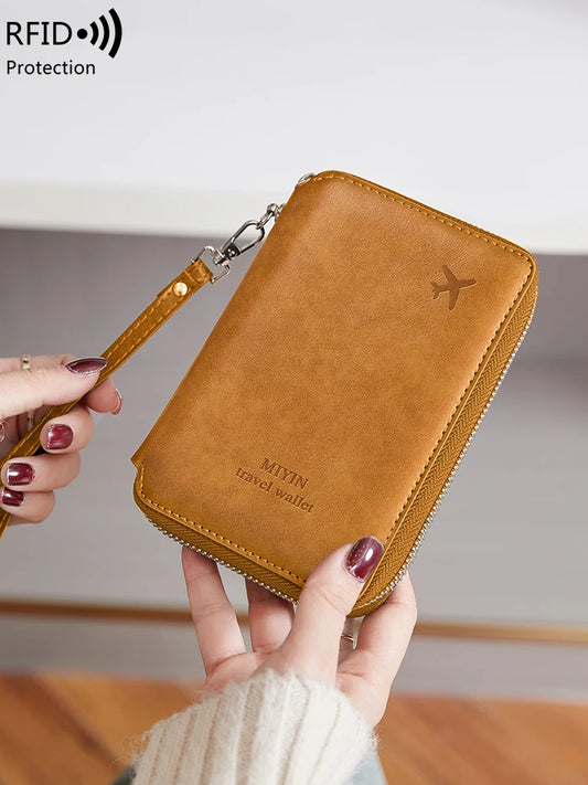 Minimalist and Fashionable RFID Passport Holder - Multifunctional PU Leather Travel Accessory