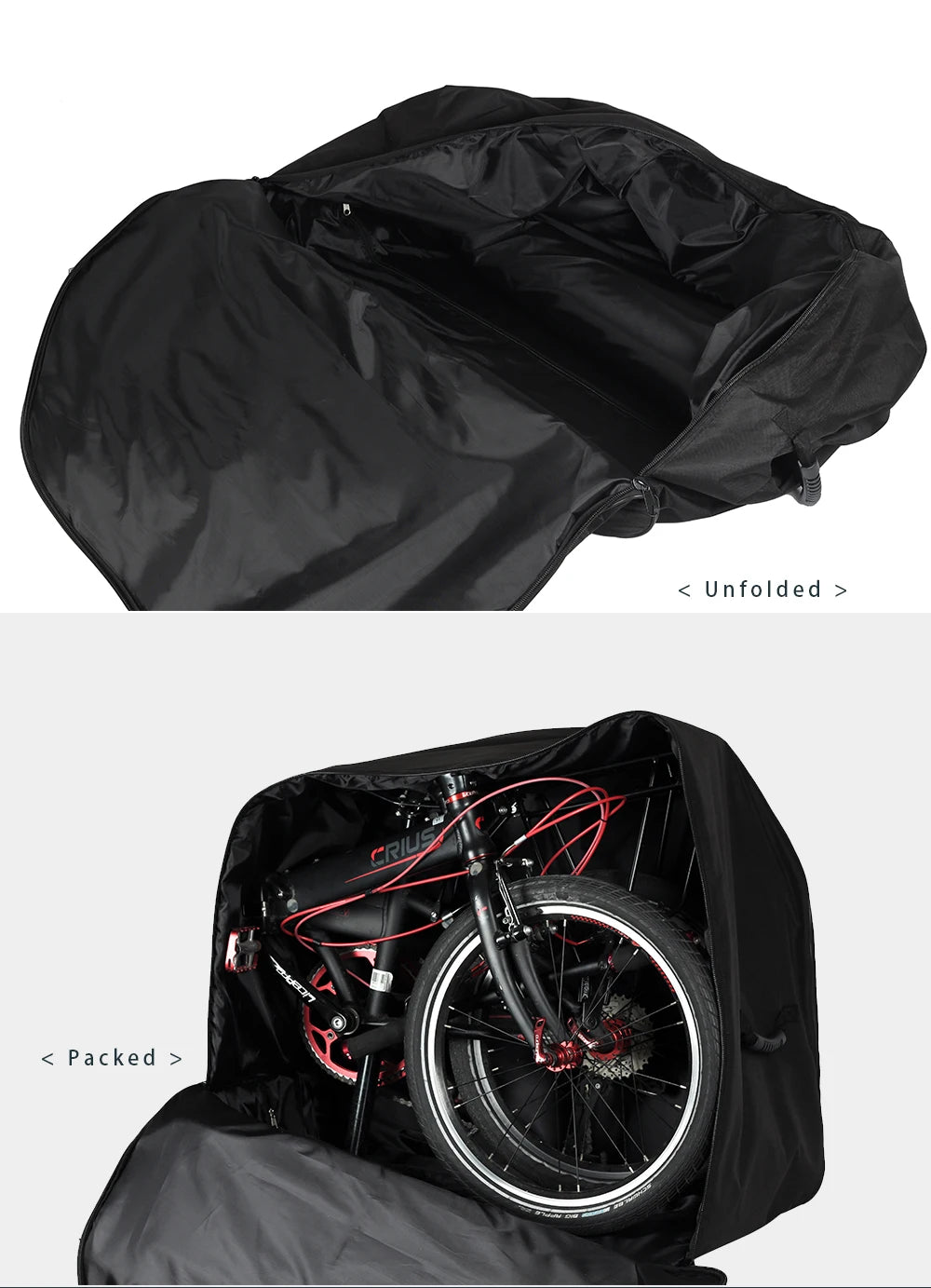 Storage Folding Bike Bag with Pulley – Waterproof Bike Carry Case for Travel