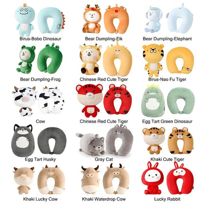 Cute Multifunctional Cartoon Cervical Fluffy Pillows - U Shaped Travel Pillow