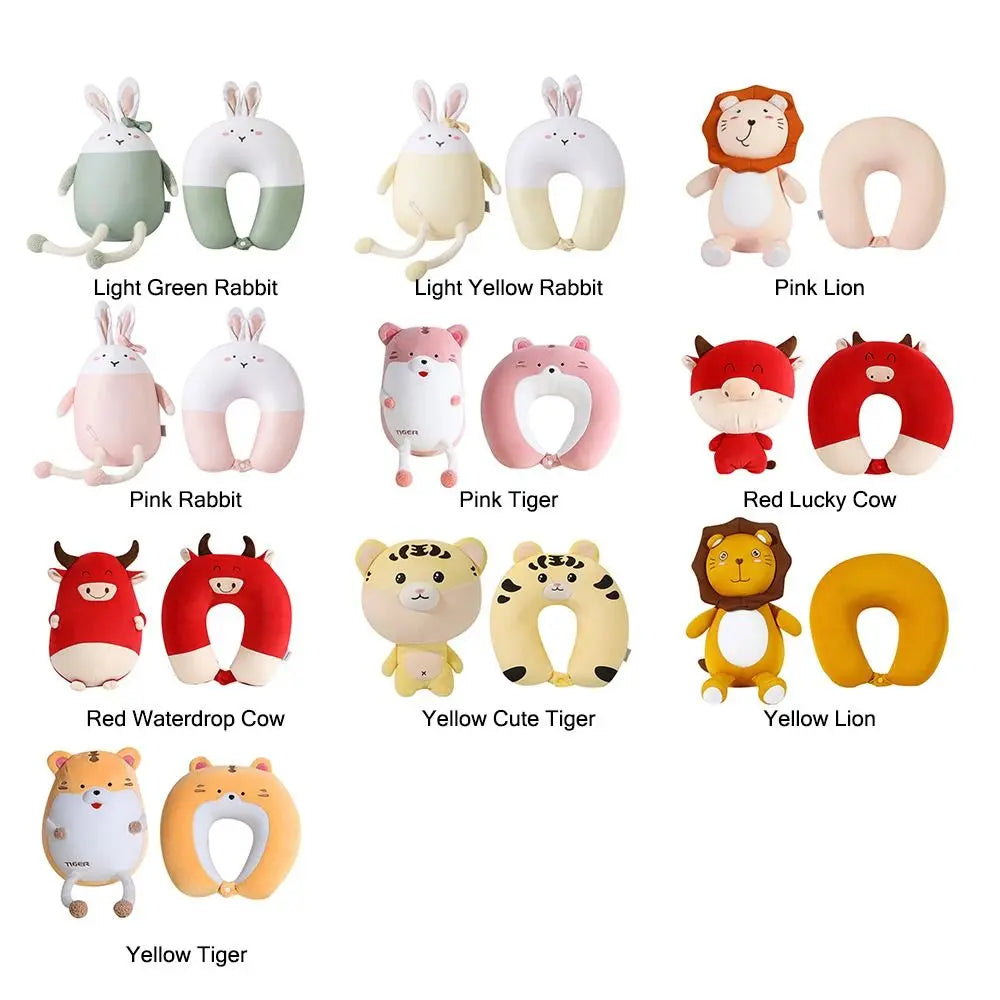 Cute Multifunctional Cartoon Cervical Fluffy Pillows - U Shaped Travel Pillow