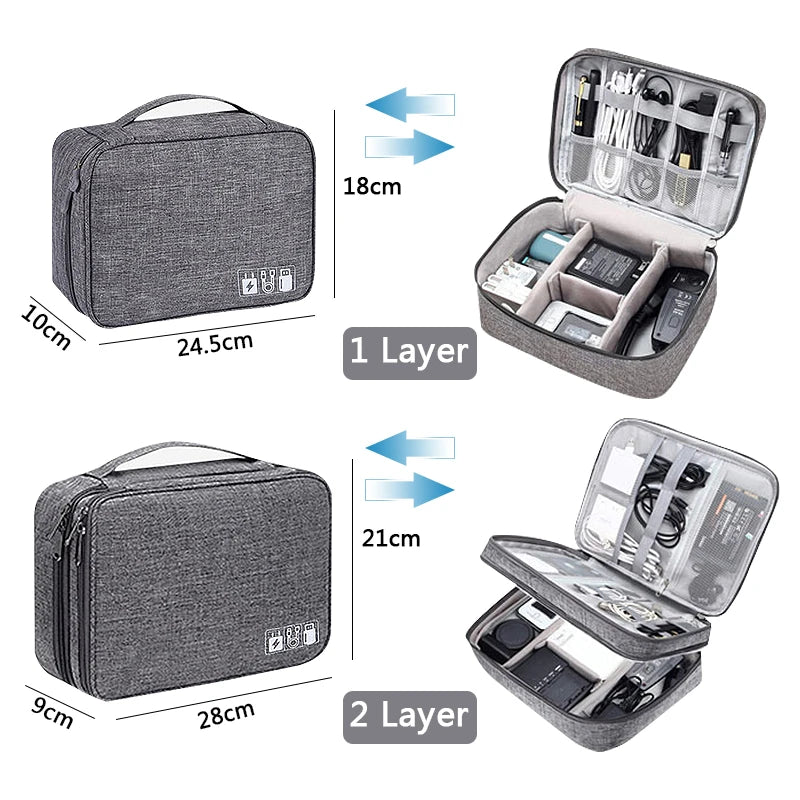 Cable Storage Bag - Waterproof Digital Electronic Organizer