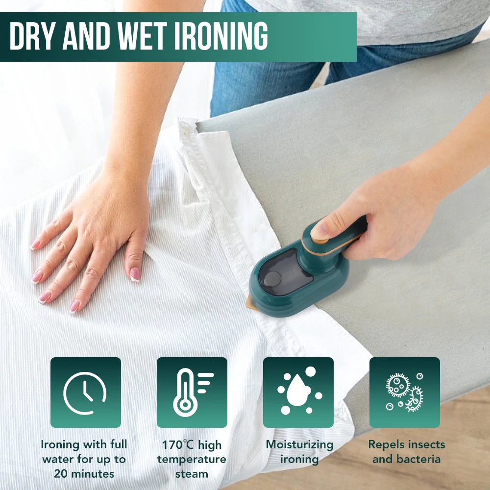 Mini Garment Steamer - Foldable Steam Iron for Travel and Home