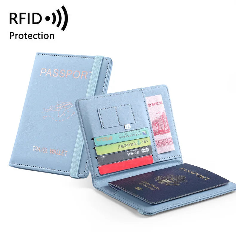 Women/Men RFID Vintage Business Passport Cover Holder with Card Slots and RFID Blocker