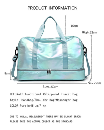 Women’s Large Capacity Travel Handbag – Dry/Wet Separation and Shoe Compartment