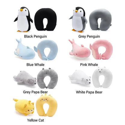 Cute Multifunctional Cartoon Cervical Fluffy Pillows - U Shaped Travel Pillow