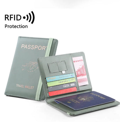 Women/Men RFID Vintage Business Passport Cover Holder with Card Slots and RFID Blocker