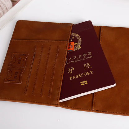 RFID Vintage Business Passport Holder – Multi-Function PU Leather Travel Wallet for Men and Women