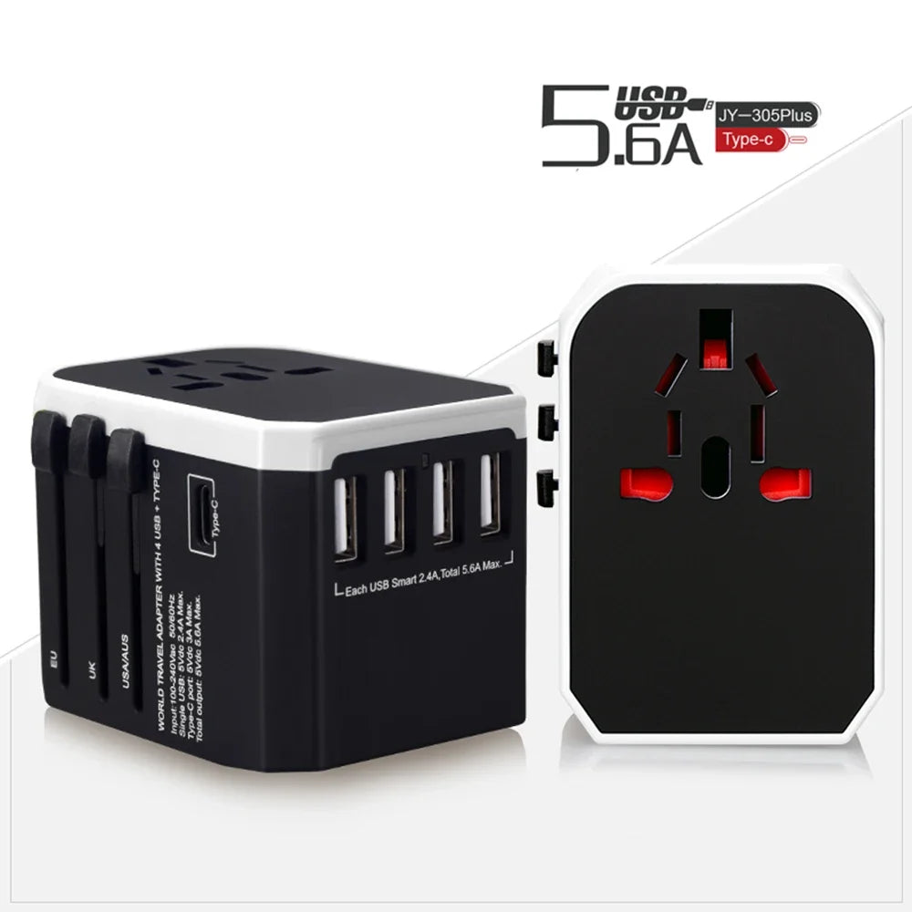 Travel Smart Adapter - International Plug Adaptor with USB Type C Charger