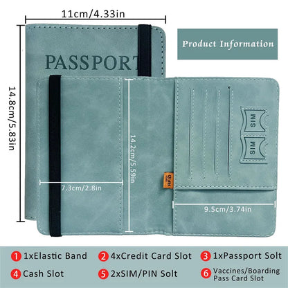 Women Men RFID Vintage Business Passport Covers Holder