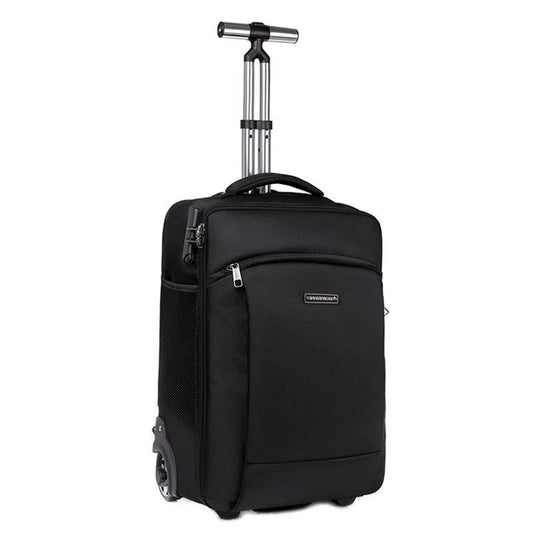 Men Business Travel Trolley Backpack – Unisex Rolling Cabin-Size Luggage for Travel, School, or Work