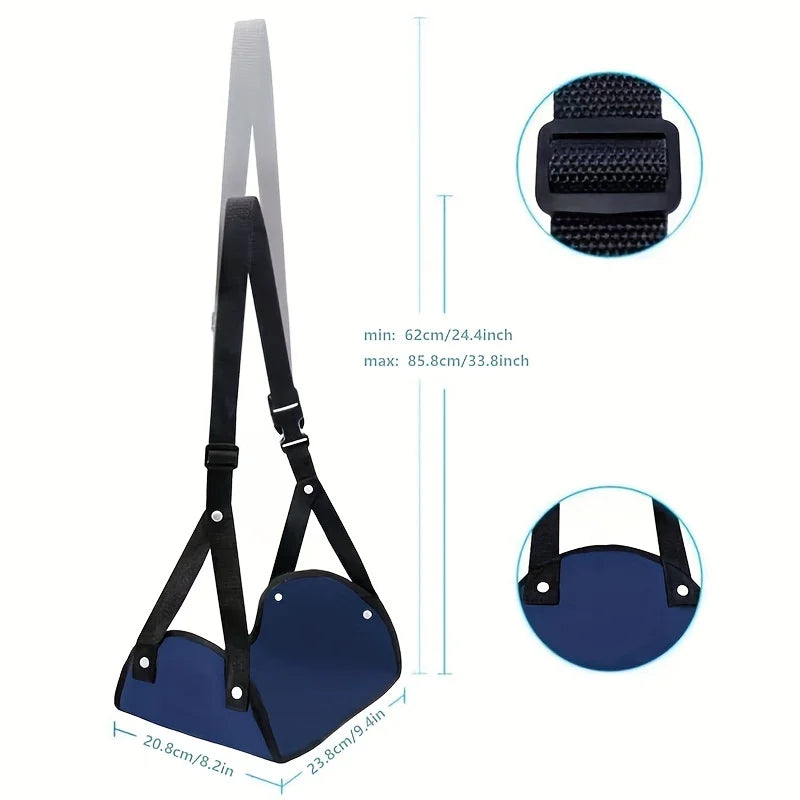 Airplane Footrest With Adjustable Strap - Portable Hammock Leg Rest for Comfortable Travel