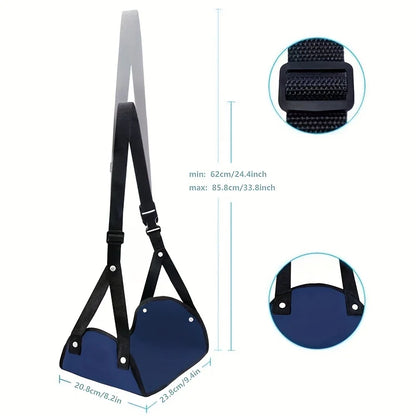 Airplane Footrest With Adjustable Strap - Portable Hammock Leg Rest for Comfortable Travel