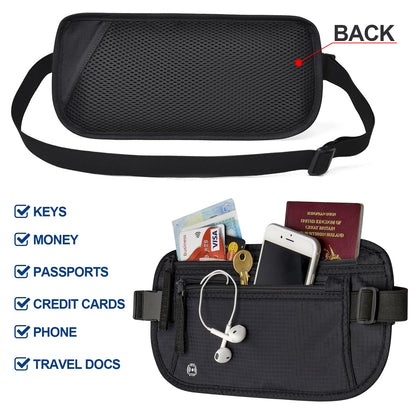 Travel Money Belt - Slim Passport Holder RFID Blocking Pouch