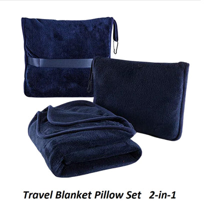 2-in-1 Travel Blanket and Pillow Set - Cozy and Portable Comfort for Flights, Car Trips, and Camping