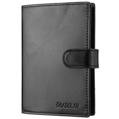 High Capacity Men's Passport Leather Wallet - Multiple Card Slots and Clear ID Window