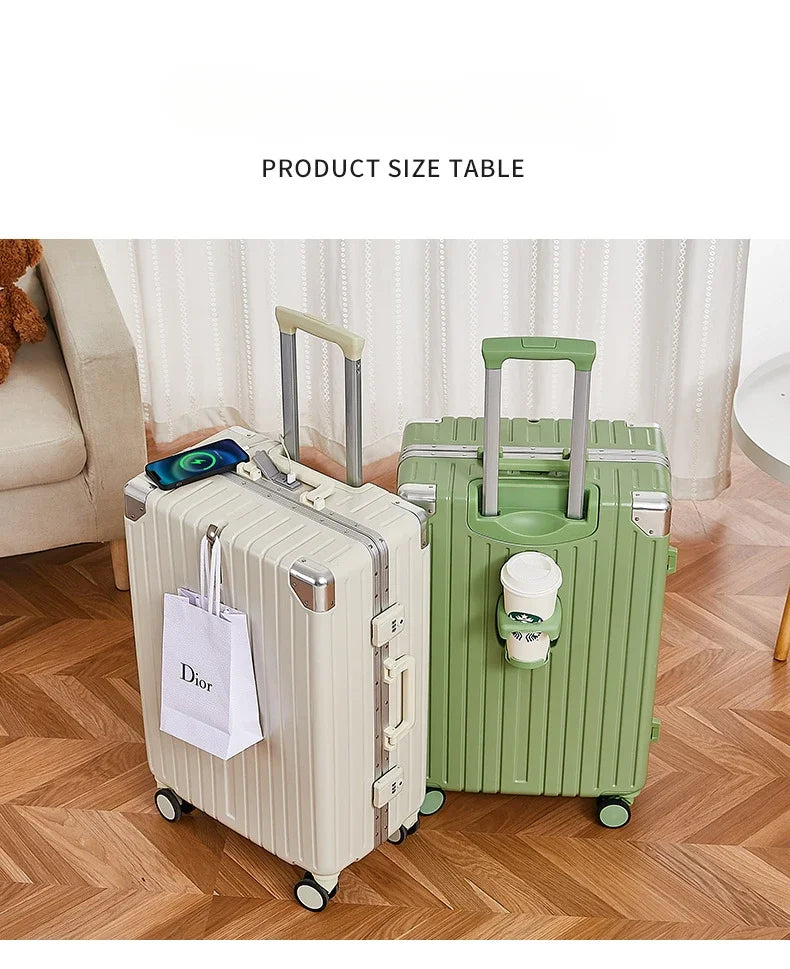 20, 24, 28-Inch ABS+PC Spinner Suitcase – Aluminum Frame Rolling Luggage for Men and Women