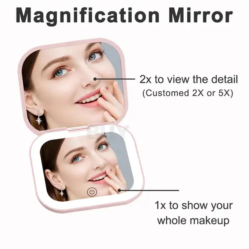 Compact Small Mini Makeup Mirror with LED Lights