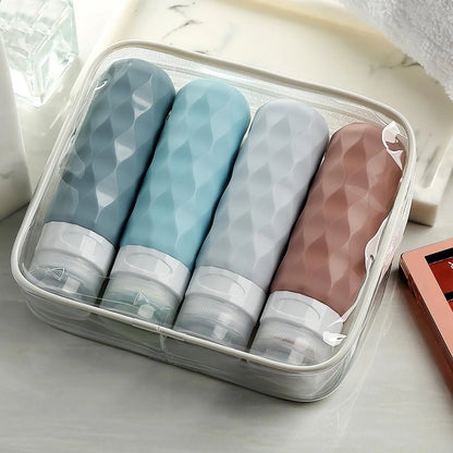 4 Pc/set Travel Accessories Essentials Bottles for Toiletries BPA Free Leak Proof Squeezable Travel Size Containers