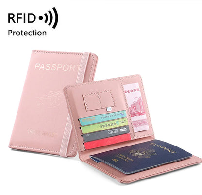 Women/Men RFID Vintage Business Passport Cover Holder with Card Slots and RFID Blocker