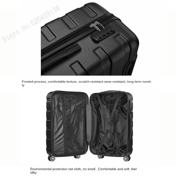 Horizontal Pattern Luggage 3-Piece Set – 20/24/28 Inch ABS Suitcases with Wheels and Password Lock