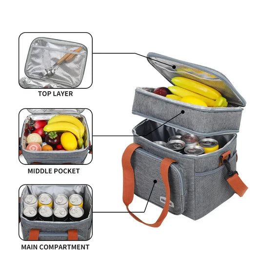 Portable Thermal Lunch Bag – Insulated Cooler with Shoulder Strap, Perfect for Picnic, Office, or Tailgating