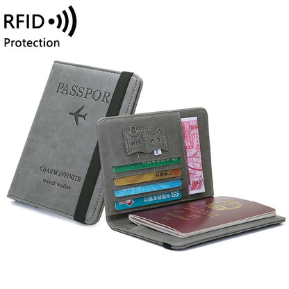 PU Leather Strap Passport Bag - RFID Passport Holder and Travel Wallet