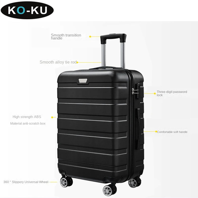 Horizontal Pattern Luggage 3-Piece Set – 20/24/28 Inch ABS Suitcases with Wheels and Password Lock