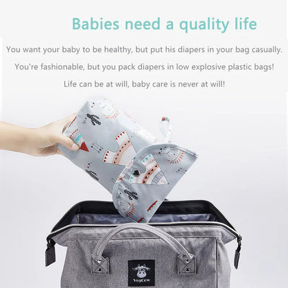 Baby Diaper Bag Organizer - Reusable Waterproof Wet/Dry Cloth Bag