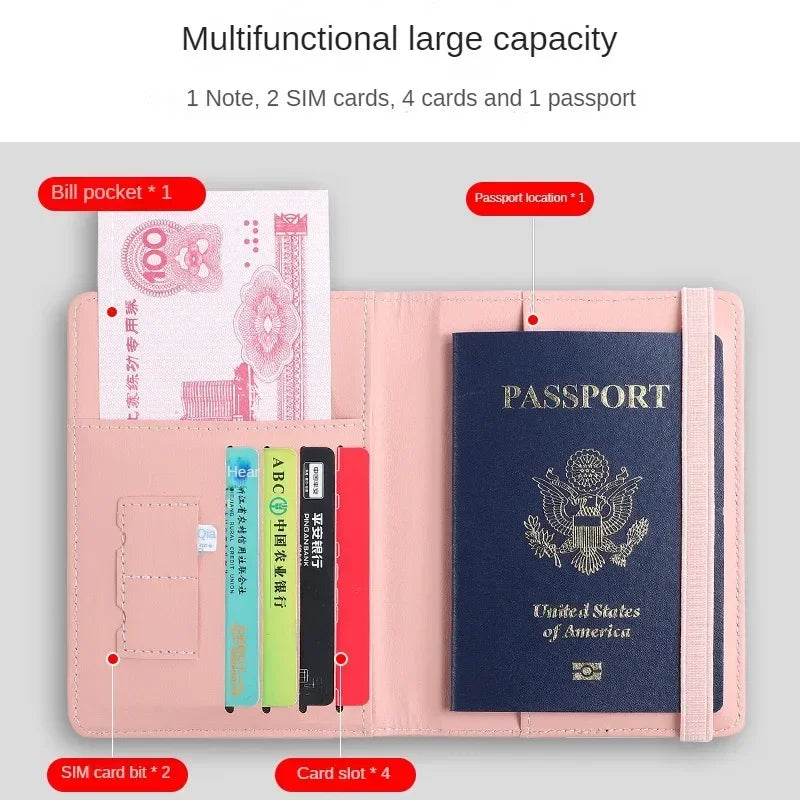 Women/Men RFID Vintage Business Passport Cover Holder with Card Slots and RFID Blocker