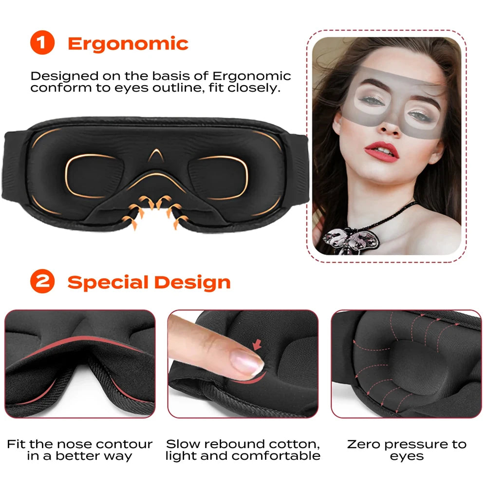 3D Sleeping Mask - 100% Blockout Light Sleep Mask for Ultimate Comfort