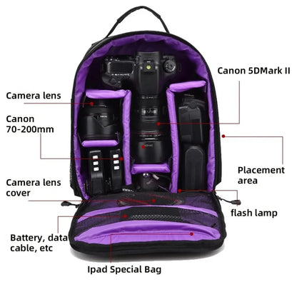 Multi-Functional Outdoor Camera Backpack - Waterproof Digital Shoulder Camera Bag