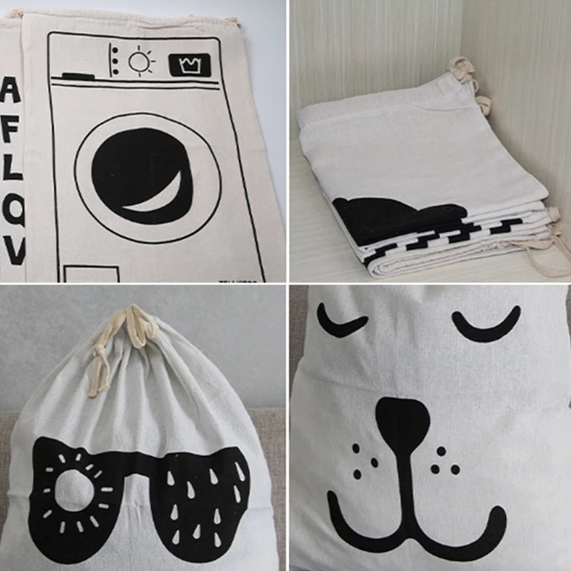 Large Cotton and Linen Laundry Bag – Clothes & Toys Storage