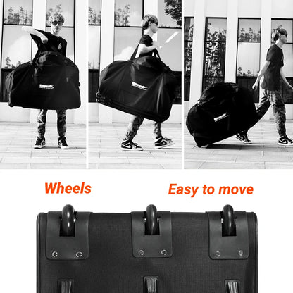 Storage Folding Bike Bag with Pulley – Waterproof Bike Carry Case for Travel