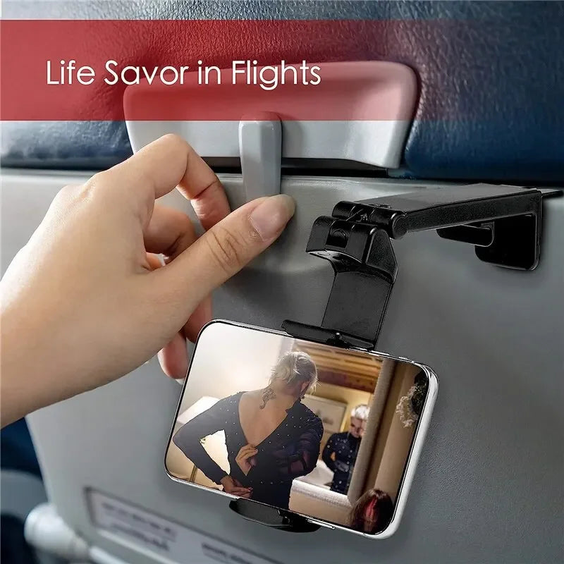 Airplane Mobile Phone Holder - Travel Portable Phone Mount with 360° Rotation