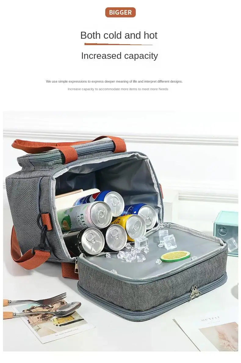 Portable Thermal Lunch Bag – Insulated Cooler with Shoulder Strap, Perfect for Picnic, Office, or Tailgating