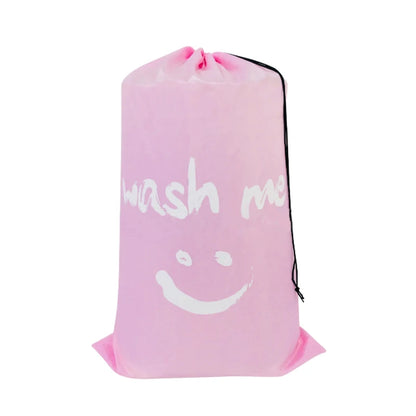 Smile Shape Nylon Laundry Bag - "Wash Me" Travel Storage Pouch