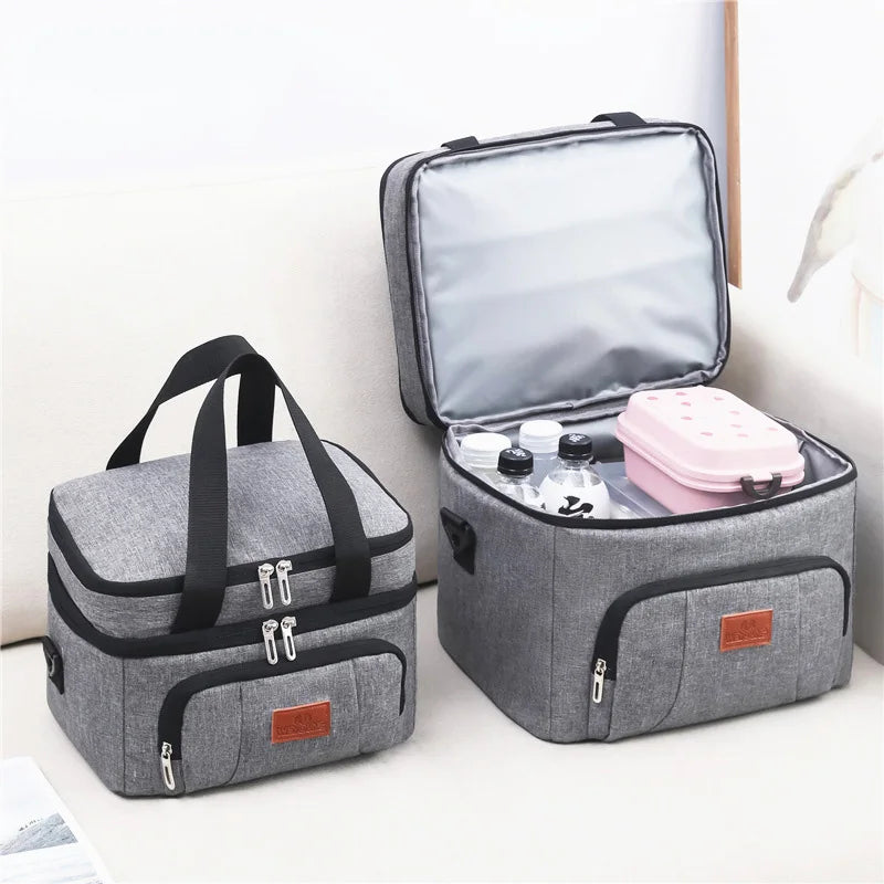 Multifunctional Double Layers Tote Cooler Lunch Bags